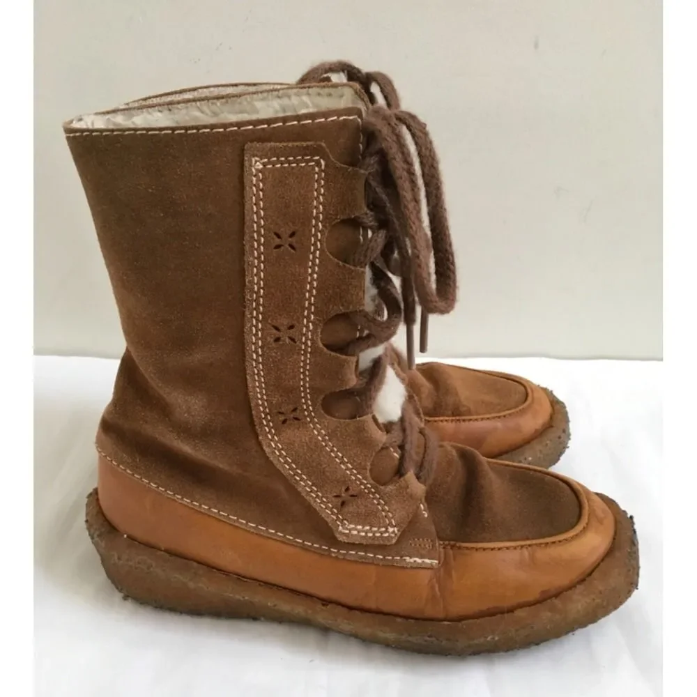 Vintage LL BEAN Sherpa Lined Womens Sz 7 Made In Canada Leather Suede Boots
